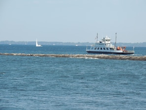 Watch the Lake Champlain ferry arriving and departing from Gordons Landing