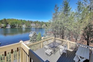 Table, Chairs and Picnic Table on the Deck at our Mirror Lake Property