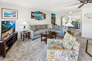 Newly carpeted and furnished with "beachy" and modern styles