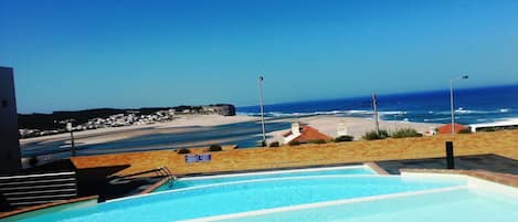 Stunning view of Foz do Arelho beach from pool area.
