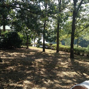 View showing corner of neighbors deck.