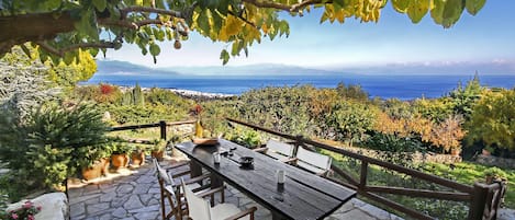 north facing veranda with a view on the Corinthian gulf