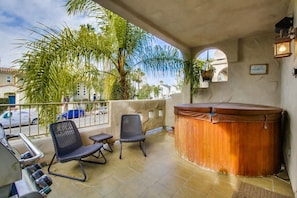 Patio with hot tub