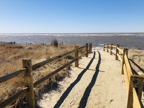 The home is just steps away from the beautiful Delaware Bay!