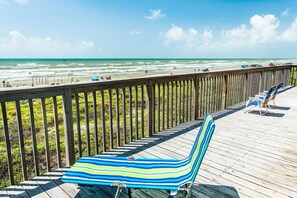 The large deck, with panoramic ocean views and tons of sunny spots to relax