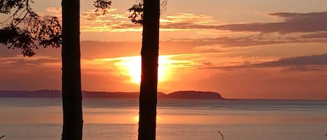 View of sunset from back deck