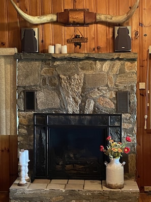 A ventless fireplace will warm you up on a chilly night!