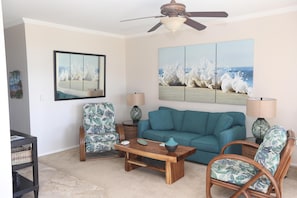 Another view of Living Room with mirror that reflects the ocean