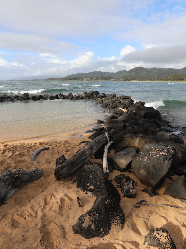 Protected Keiki Pond for the little ones and beach and ocean to the right