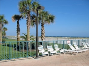 pool area plenty chaise loungers and chairs for everyone heated pool