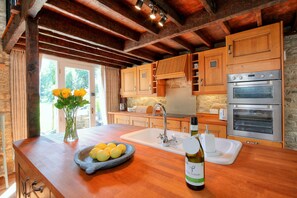 Kitchen work space for preparing meals.