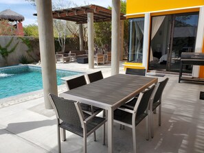 Ground level outdoor seating