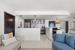 living room and kitchen 
