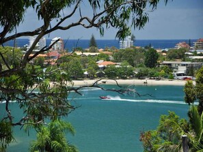 View to the Coral Sea over Tallebudgera Creek. 