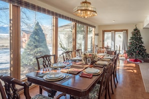 Formal dining table seats eight to ten for those special dinners
