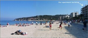 Beach in Front of Building (view of Cap d'Antibes)