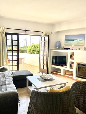 Lounge area with log burner for winter