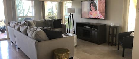 Beautiful Comfy Couch with big screen TV