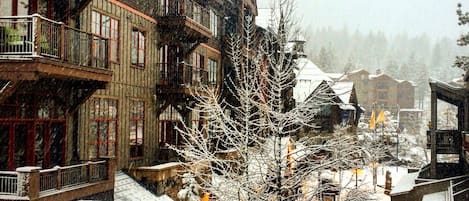 Beautiful Winter view of Northstar Village from Condo Deck