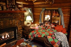 Living Room Futon with Little Ones Tucked In.