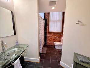 Master bathroom with shower stall.