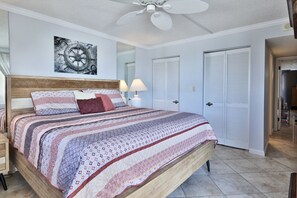 King size bed in the master bedroom.