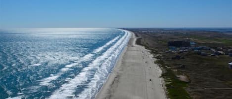 view of the beach and water