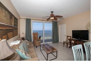 Living room with door to balcony
