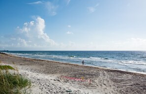 Stairway View - Deerfield Bch Pier on left | Cordoned area protects turtle eggs
