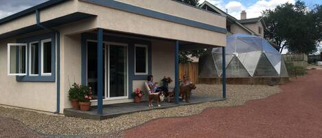 Front of house with greenhouse dome view