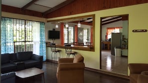 view through to dining room and kitchen