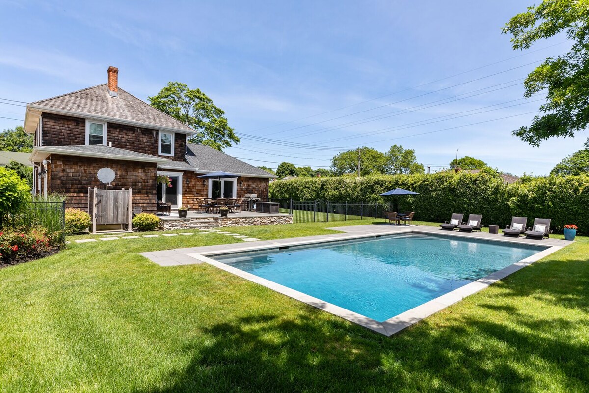 Southampton Village Renovated Sun-filled Charming Home, Heated Salt water Pool