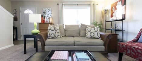 Enjoy the designer decorated living area!