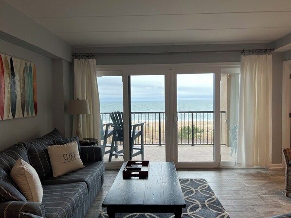 Balcony  & Ocean View from Living Area