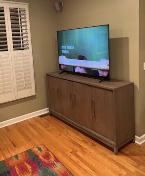 New 65" TV and media center in living room!