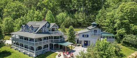 Birds eye view of cabin with barn and owners apt  
Barn and apt not included 