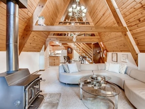 View Of Kitchen And Loft From Living Room