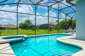 Large Pool area and Spa, not overlooked