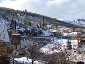 This is the view from Living Room-65 feet from the bottom of the Town Lift Run!