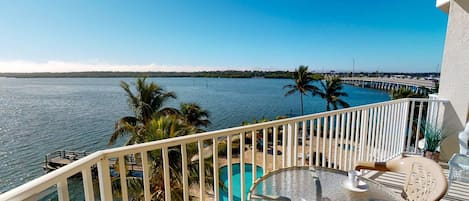 Private Balcony Overlooking the Bay and Pool