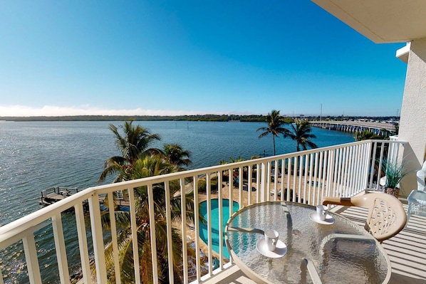 Private Balcony Overlooking the Bay and Pool