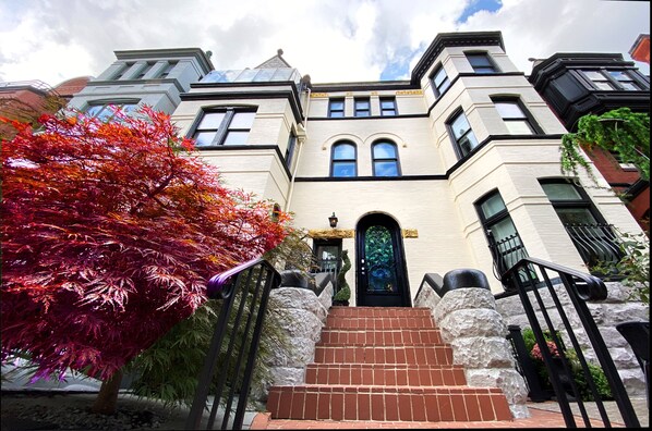 Gothic Victorian Brownstone restored in Mid Century Modern Revival décor 