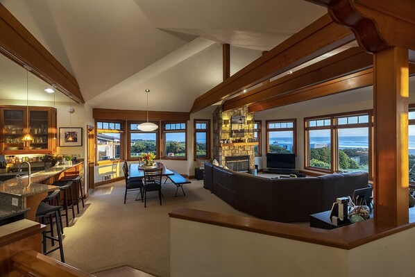 Open concept floor plan with stunning panoramic ocean views