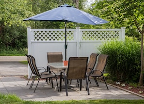 Blue stone patio to enjoy outside dining