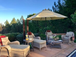 Patio at far end of pool