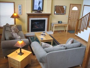 Grand Room with fire place. A place for games and family  conversation. 