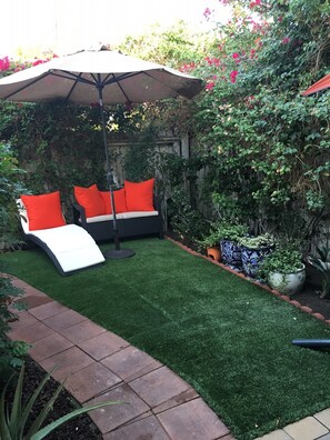 private patio area for "sun bathing"