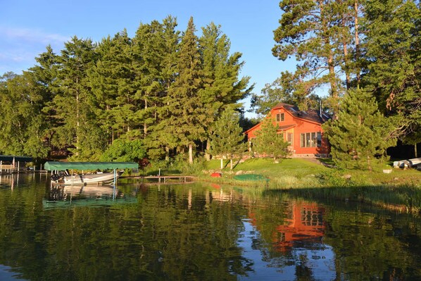 Lakeside view of the new cottage.  Mid-summer of 2013.  Idyllic? We think so too