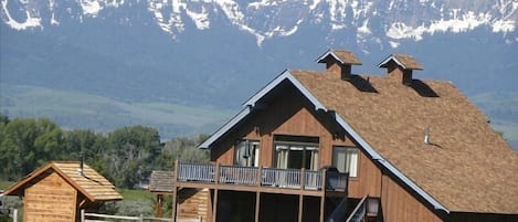 View of the Tetons from the deck.
The dirt field is now alfalfa.