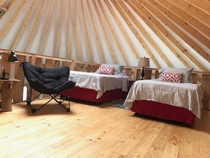 Twin beds, loft area